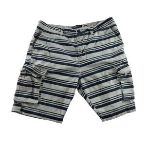 LAZER/CO Shorts Men's Slash Pocket Striped 100% Cotton Cargos White Blue 36
